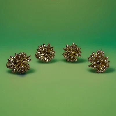 Lote de 4 servilleteros con cuentas en tono dorado Cynthia Rowley Foto 1 de 4