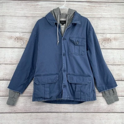 Brixton Hoodie Lined Chore Jacket Men's Size Medium Blue/Gray - Image 1 of 4