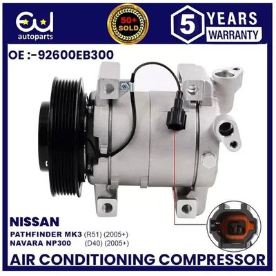 AIR CON A/C COMPRESSOR PUMP FOR NISSAN NAVARA NP300 PATHFINDER MK3 R51 2.5 dCi - Image 1 of 4