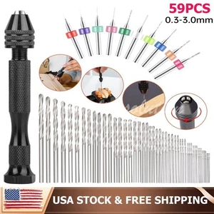 59 Pcs Precision Pin Vise Tools Mini Micro Hand Twist Drill Bits Set Rotary Kit - Picture 1 of 11