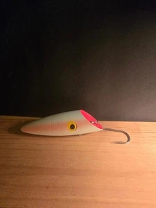 GENUINE LYMAN 5" BASS SALMON WOOD PLUG LURE RED WHITE CANADA SINGLE HOOK - Picture 1 of 7