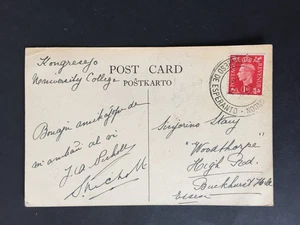GB 1938 KONGRESSO DE ESPERANTO POSTMARK ON POSTCARD TO ESSEX - Picture 1 of 2