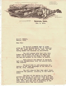 1915 Maytag Company Letterhead Newton Iowa Hand Signed by T A Moler 2 Pages - Picture 1 of 2