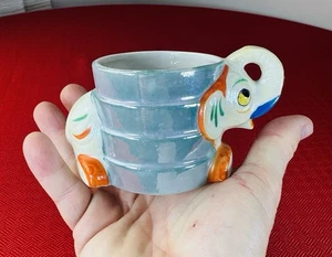 Vintage Elephant Planter Ceramic Elephant Japan Hand Made Cup Mug Glass 50's MCM - Picture 1 of 9