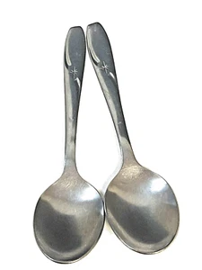 2 Vintage Wallace North Star Atomic Starburst Stainless 1957-1983 Spoons - Picture 1 of 6