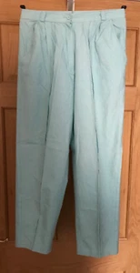 Green Stone Washed Cropped Trousers  Size 12 Vintage by Etam 1980s - Picture 1 of 4