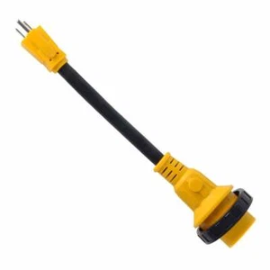 RV Power Cord Pigtail Plug Adapter 15 Amp Male 5-15P to 30 Amp Twist Lock Female - Picture 1 of 1