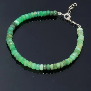 Pulsera de piedras preciosas genuinas con cuentas facetadas Rondelle de crisoprasa sombreada de 4-5 mm 7" - Imagen 1 de 10