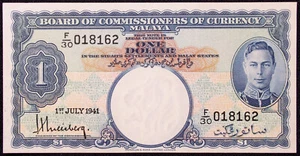 Malaya Straits Settlements 1 Dollar 1941 P-11 (SLIB-005-K0107) - Picture 1 of 2