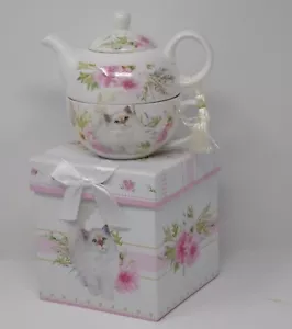 Delton Products 5,8" Porzellan Tea For One, Pfingstrose Katze * SKU16-1 * - Bild 1 von 5