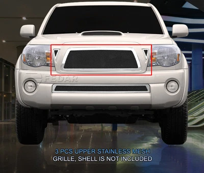 Fedar Fits 2005-2010 Toyota Tacoma Black/Polished Wire Mesh Grille Combo Insert - Изображение 1 из 4