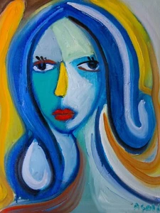 Original Art Portrait Oil Painting on Stretched Canvas 14" x 11" - Picture 1 of 7