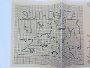 Sue Hillis Designs Map of SOUTH DAKOTA Counted Cross Stitch Pattern SHD Map - Picture 1 of 2