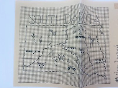 Sue Hillis Designs Map of SOUTH DAKOTA Counted Cross Stitch Pattern SHD Map - Image 1 of 2