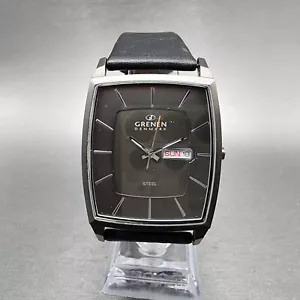 Skagen Grenen Tank Watch Men 35mmGray Dial Black Tone Daydate Rectangle New Batt - Picture 1 of 11
