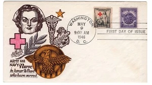 #940 Veterans WWII 1946 FDC - Staehle Combo #702 Army & Navy Nurse - Picture 1 of 2