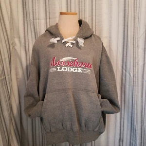 MooseHorn Lodge Hoodie Mens/Unisex Size XL Grey Hooded Sweater Sioux Lookout2003 - Picture 1 of 8
