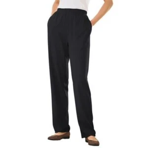 Women's 7-Day Knit Straight Leg Pant by Woman Within in Black (Size M) Black - Picture 1 of 1