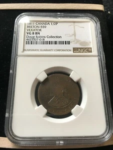 1811 Canada VC-3A1, Br559, NGC Graded**VG-8** Vexator 1/2 Penny Token - Picture 1 of 5