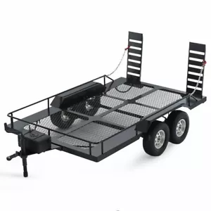 1:10 Scale Dual Axle Flatbed Trailer Kit RC Trailer Accessory For 1/10 RC Car - Picture 1 of 15