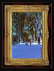 Oil Painting Handmade Arseni ~ FROST & SUN 6" X 4" NO FRAME Art USA - Picture 1 of 13