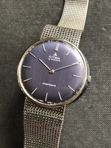 Vintage Cyma Chambord By Synchron 33mm Steel On Bracelet - Picture 1 of 10