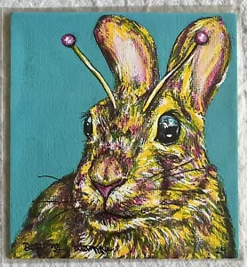 Stampa edizione limitata di un coniglietto alieno venduto dall'artista, 8x8 pollici - Foto 1 di 5