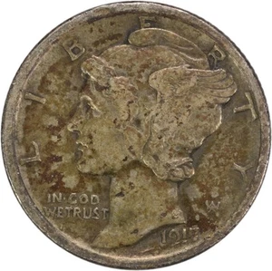 1917-D Mercury Silver Dime EF Uncertified #317 - Picture 1 of 2