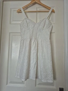 Topshop Off White Broderie Anglaise Dress Size 12 - Picture 1 of 4
