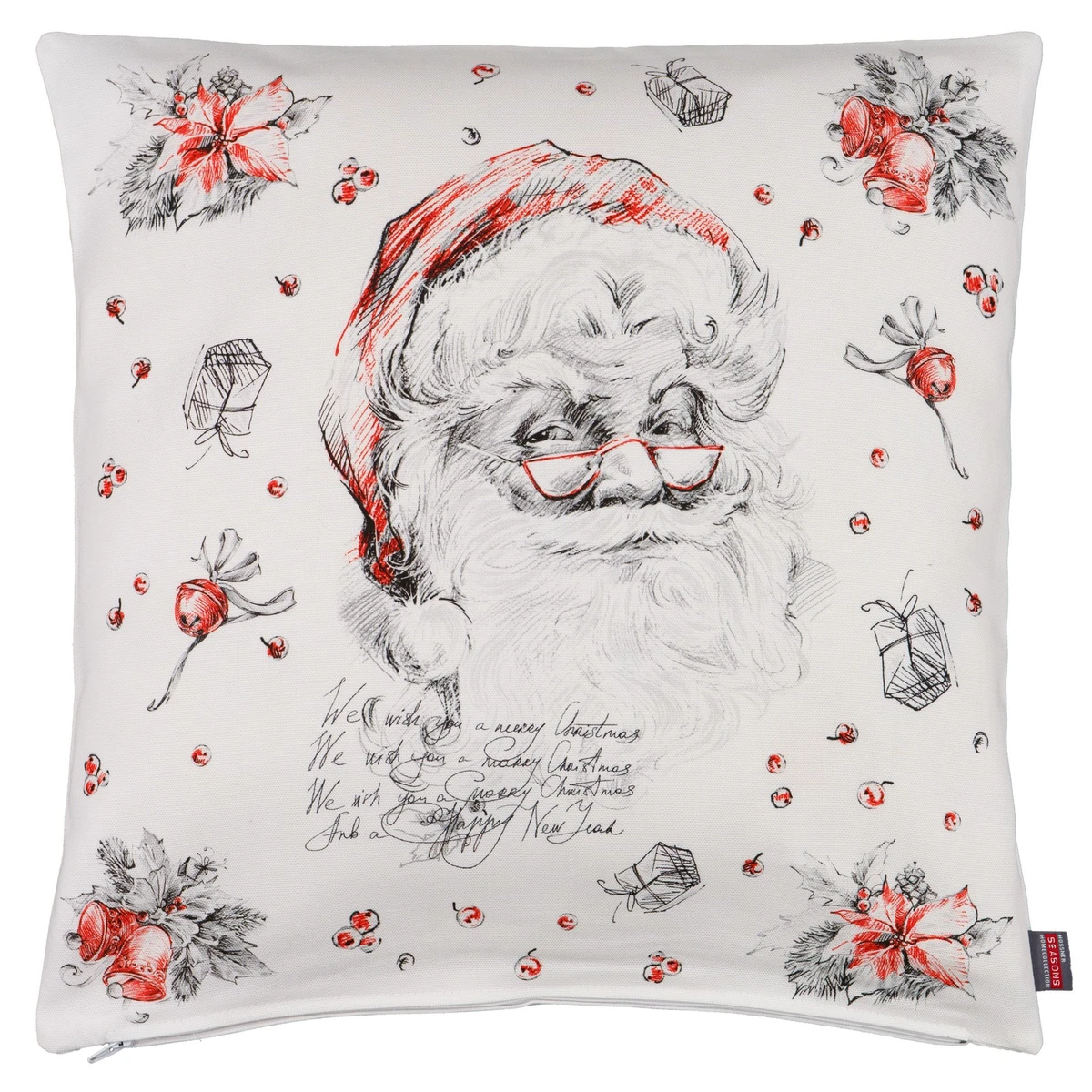 Weihnachts-Kissenbezüge 45x45 Cm (2 Stück) - Roter Weihnachtsbaum Druck, Polyester-Leinen