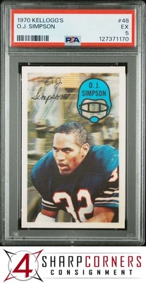 1970 KELLOGG'S #48 O.J. SIMPSON RC HEISMAN BILLS HOF PSA 5 - Image 1 of 3