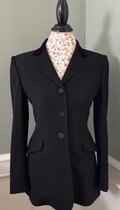 RARE Hermes  Womens Three Button Purple Velvet Collar  Blazer Black Perfect (40) - Picture 1 of 11