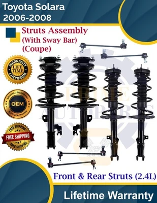 Puntales delanteros y traseros con barra estabilizadora para Toyota Solara 2006-2008 2,4 L garantía de por vida Foto 1 de 4
