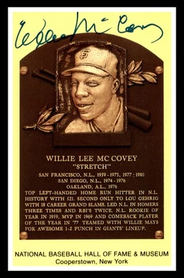 Willie McCovey Signed HOF Plaque Postcard San Francisco Giants JSA #A26267 - Image 1 of 3
