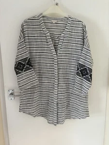 MONSOON: Ladies White And Blue Striped cotton Shirt - Size M - Picture 1 of 10