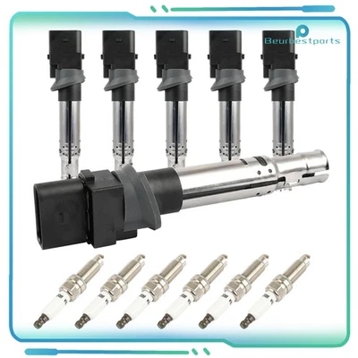 6x bobinas de ignição e 6x velas de ignição para Volkswagen Passat 3.6L 2006-2008 - Imagem 1 de 4