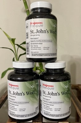 3X WALGREENS Free &Pure ST. JOHN'S WORT 300mg Mood Support 240 Capsules Each - Image 1 of 4