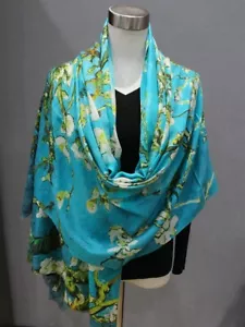 Pure 200s Cashmere Scarf Wrap Shawl Plum Blossom Thin Soft Delicate 78" * 39" - Picture 1 of 9