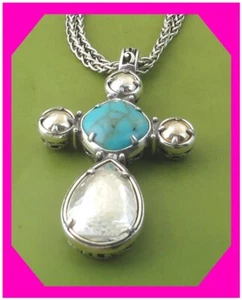 BRIGHTON YOUR TRUE COLOR GRACEFUL Cross Turquoise Long Necklace NWtag $108 60% - Picture 1 of 3
