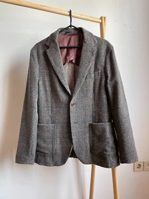Blazer Henry Cottons lana/algodón cuadros tweed sin forro talla 50 EUR Foto 1 de 4