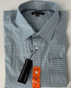 Banana Republic Mens Non-Iron Dress Shirt Slim Fit XXL 2XL Cotton BLUE 19.5x37.5 - Picture 1 of 9
