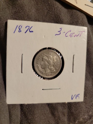 1876 Three 3 Cent Nickel- Very good condition Cover