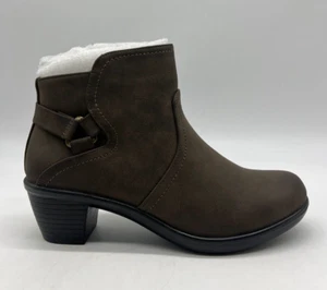 Easy Street Dawnta Brown Synethetic Ankle Boots Women's Size 7.5 M Side Zipper - Picture 1 of 21