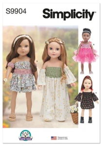 Simplicity Sewing Pattern 9904 Dolls Clothes Jumpsuit Dress Top Shorts 18" Doll - Picture 1 of 7