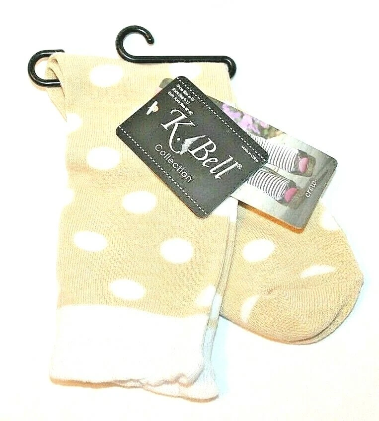 K. Bell женщин белый и бежевый/светло-коричневый горошек Crew носки - носок размер 9-11 - Изображение 1 из 1