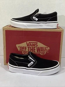 Vans Youth Size 12 EU 29 Black Canvas Classic Slip On Sneakers Shoes AJ-932 - Picture 1 of 9