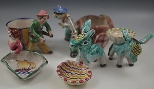 VIETRI 1950's ITALY POTTERY MAJOLICA LOT OF 5 FIGURINES GAMBONE ICS DONKEY #4 - Picture 1 of 12