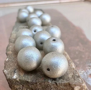 Satin Lunar Silver Czech Glass Beads 8mm Round 20 Pcs Druk - Picture 1 of 6