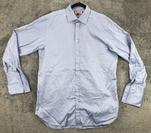 Thomas Pink Shirt Mens 16.5 35 Stripe Prestige Button Up Long Sleeve Dress Shirt - Picture 1 of 18