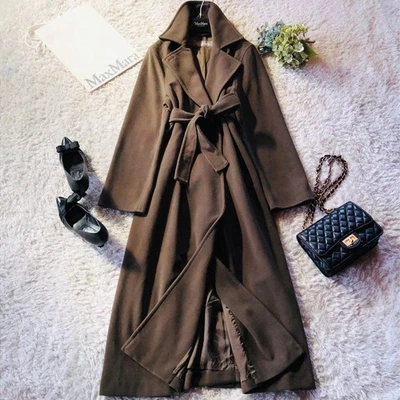 Max Mara Belted Coat Actress Collar 2-Way A-Line Size:42/US:8 130185K Authentic - Image 1 of 4